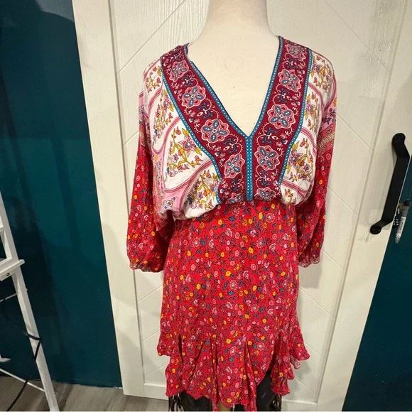 Boho Floral Mini Dress | Festival Prairie Western Medium/Cottagecore - Picture 4 of 9